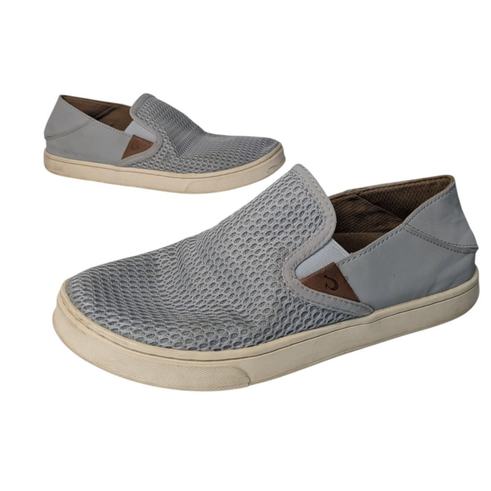 Olukai Pehuea Light Blue Mesh Slip On Flat Loafer Size 7.5 Comfort Casual